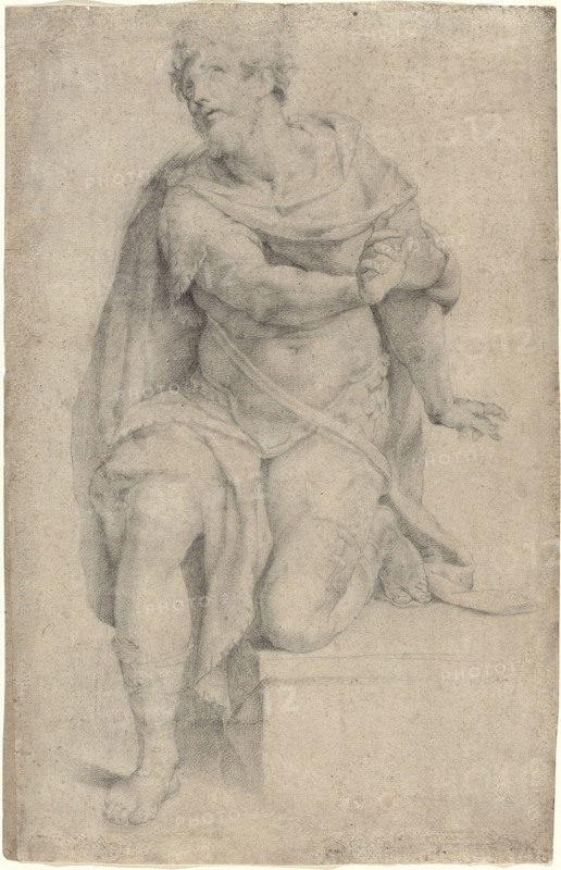 Study of a Kneeling Saint, 1570/75. Creator: Orazio Samacchini.