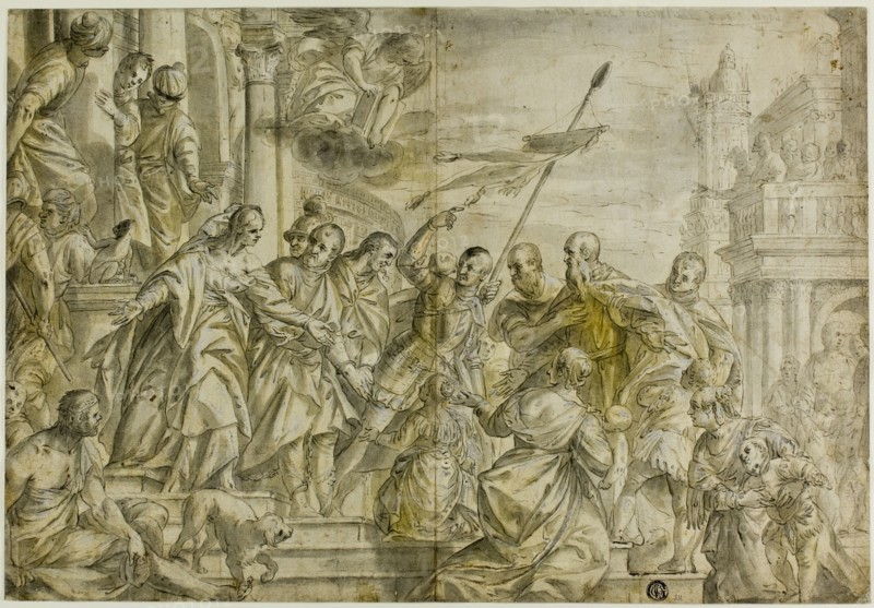 Saints Mark and Marcellian Led to Their Execution, while Comforted by Saint Sebastian, n.d. Creator: Paolo Veronese.