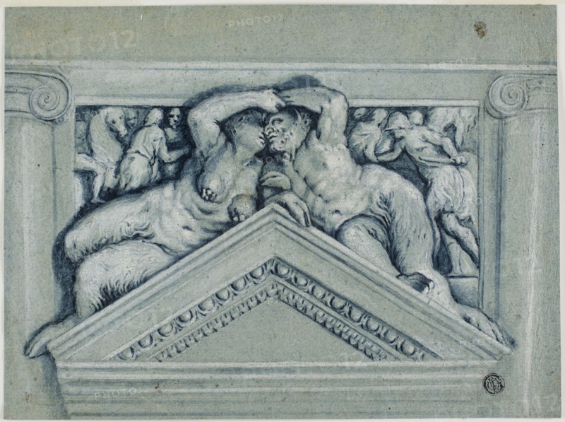Overdoor with Satyr and Satyress, 17th century. Creator: Paolo Veronese.