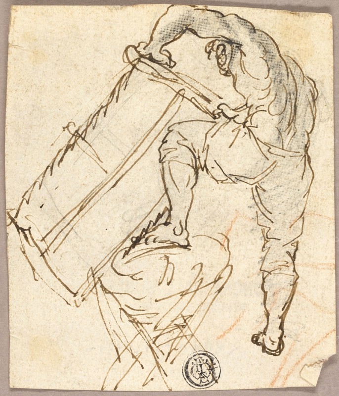 Man Sawing Wood, n.d. Creator: Pier Leone Ghezzi.