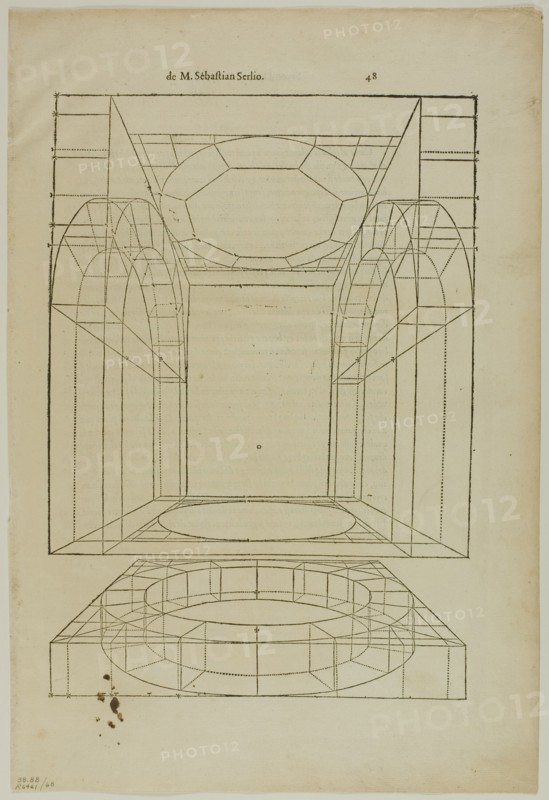 Architectural Drawing from Le livre d' Architecture, plate 68 from Woodcuts from Books..., 1937. Creator: Sebastiano Serlio.