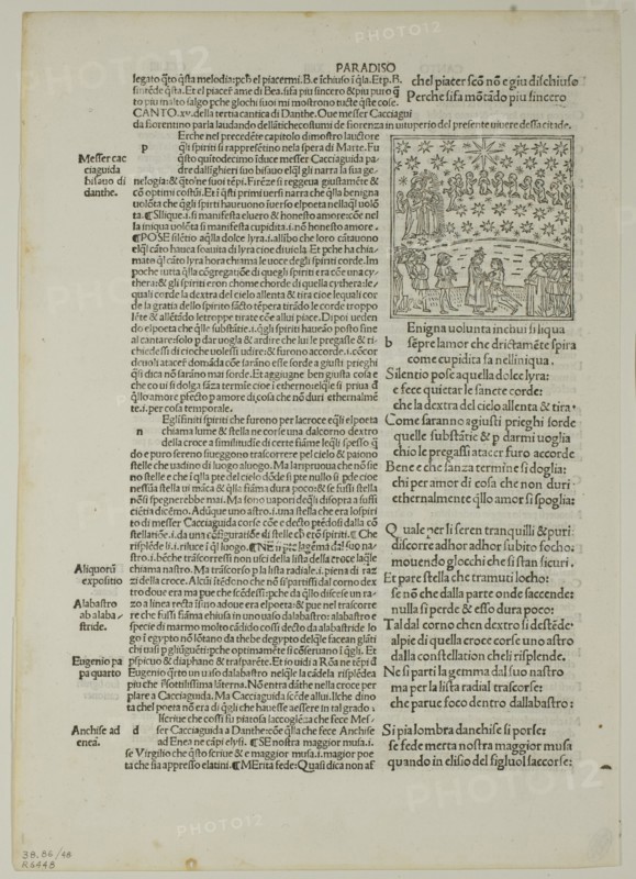 Paradise: Canto XV (Fifth Heaven, Sphere of Mars) from Divina Commedia (Divine...1929. Creators: Unknown, Bernardino Benalius, Matteo Capcasa, Dante Alighieri, Wilhelm Ludwig Schreiber.