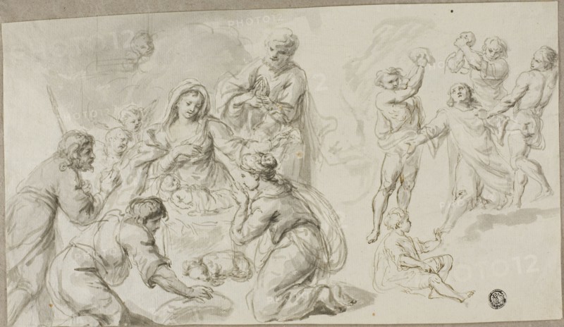 Adoration of the Shepherds; Stoning of Saint Stephen, n.d. Creator: Unknown.