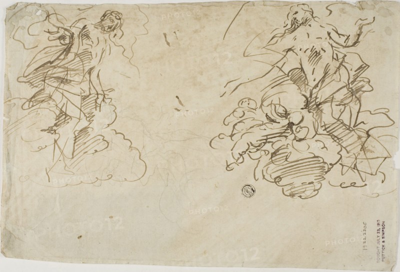 Two Figures in Clouds, n.d. Creator: Unknown.