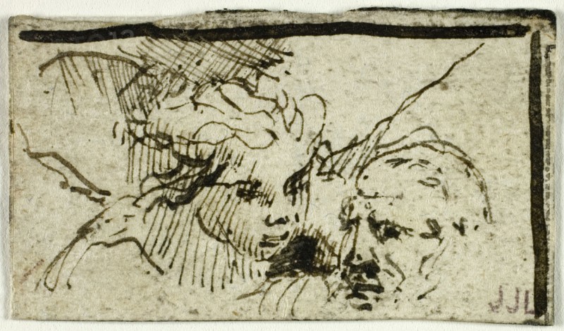 Rembrandt's Sacrifice of Isaac - Heads of Abraham and Angel, after 1655. Creator: Unknown.