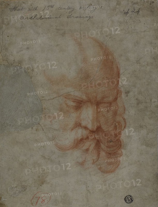 Head of a Bearded Man (recto) Sketches of Architectural Details (verso), n.d. Creator: Unknown.