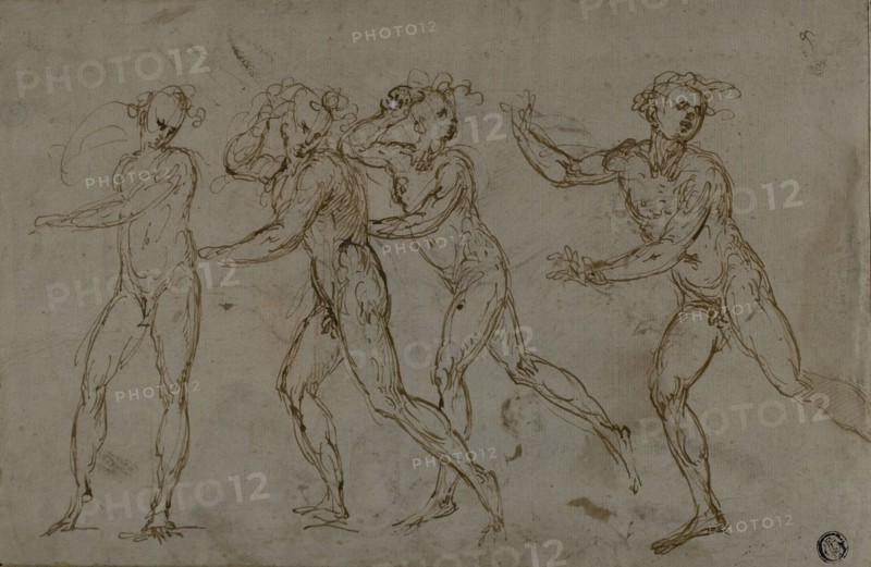 Four Running Male Nudes (recto); Holy Family with the Infant John the Baptist (verso), n.d. Creator: Unknown.
