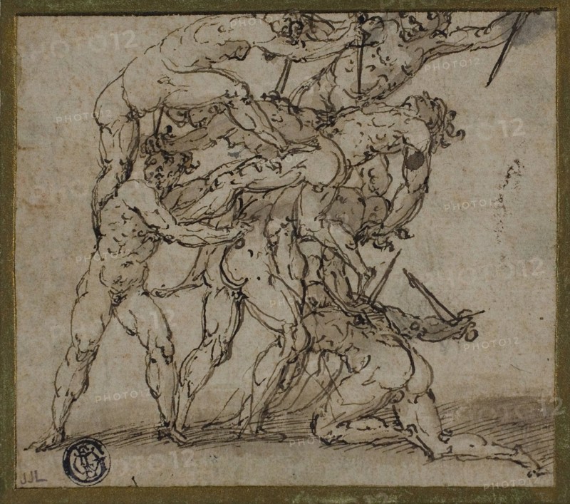 Male Nudes Locked in Combat with Daggers, n.d. Creator: Unknown.