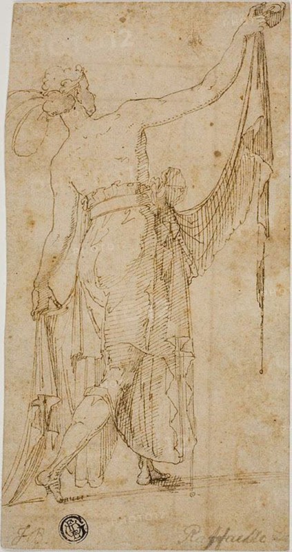 Draped Standing Figure with Outstretched Arms, 1540/50. Creator: Unknown.