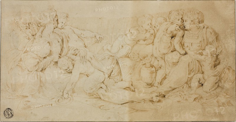 Seated Women, Children, and Old Man, 1540/60. Creator: Unknown.