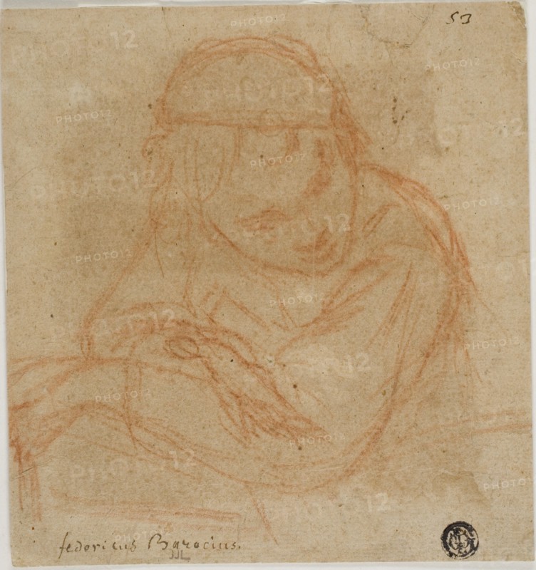 Half Length Sketch of Girl with Crossed Arms, n.d. Creators: Unknown, Bartolomeo Schedoni.