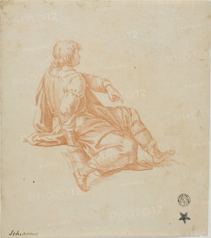 Seated Youth in Profile, 18th century. Creators: Unknown, Andrea Schiavone.