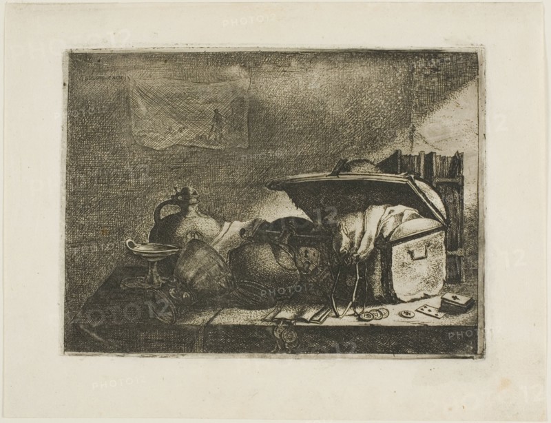 Still Life with Travelling Trunk, 1640s. Creator: Leonard Bramer.