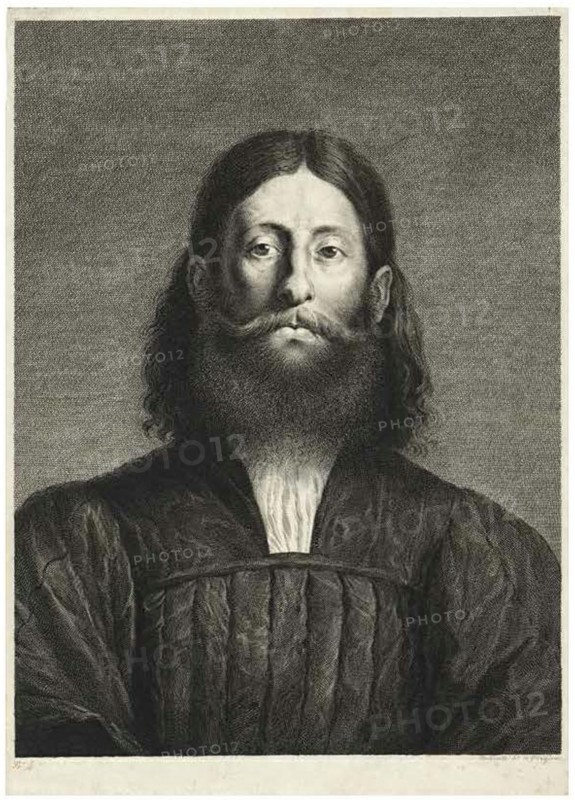 Portrait of a Bearded Man (so-called portrait of Giorgione), from Cabinet Reynst..., 1655/58. Creator: Cornelis van Dalen II.