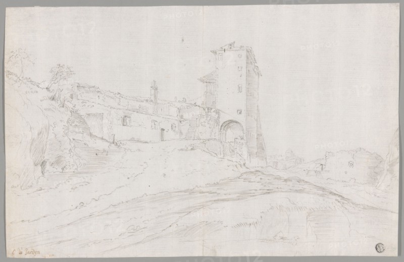 Buildings Amid Ruins in Roman Campagna, n.d. Creator: Guilliam Dujardin.