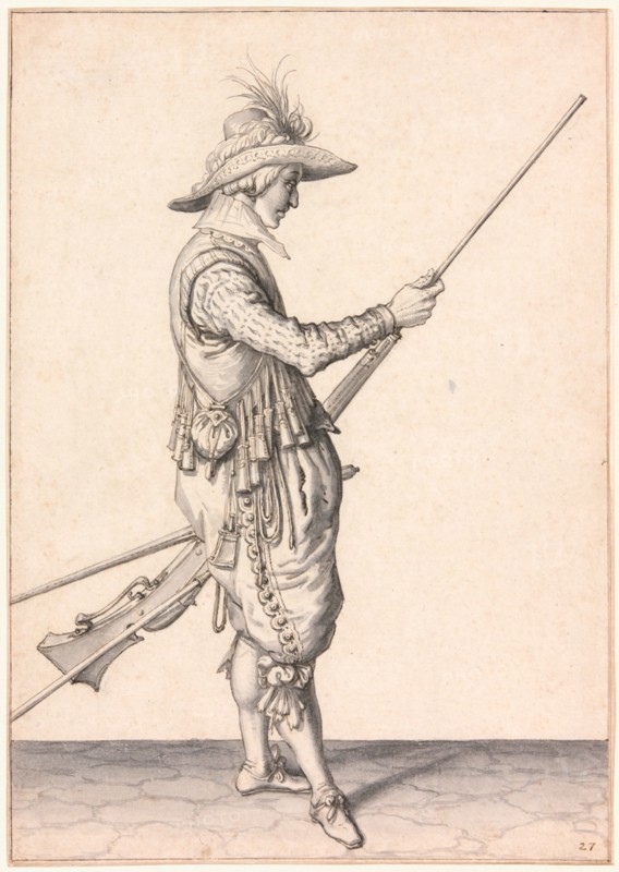 A Soldier Loading a Musket, "Ramme in Your Pouder", 1596/98. Creator: Jacques de Gheyn II.