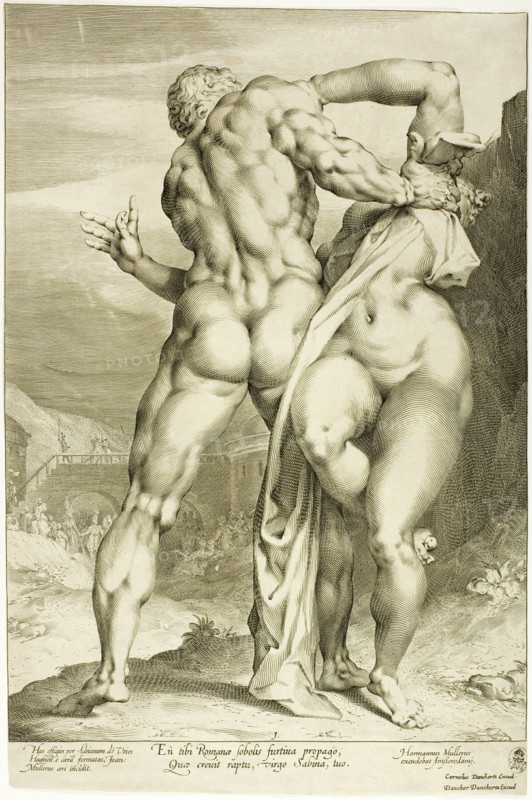 The Rape of a Sabine Woman, View from Behind, c.1598. Creator: Jan Muller.