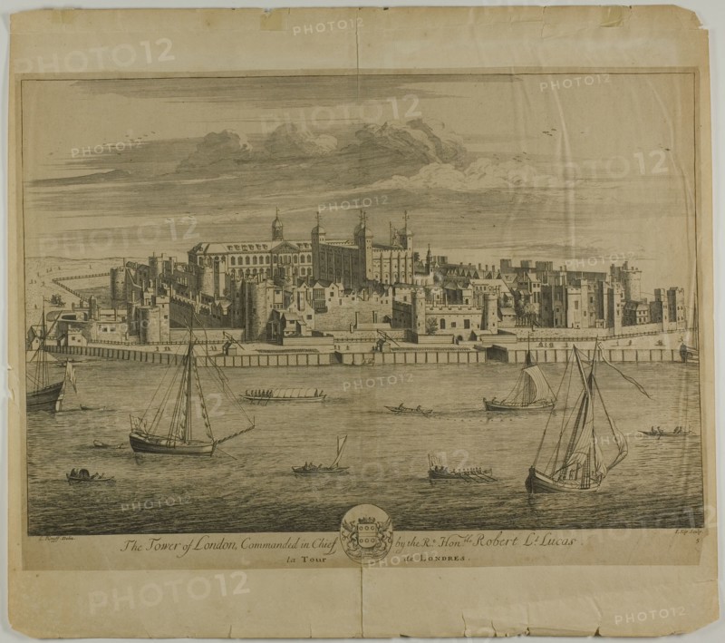 The Tower of London, plate five from Britannia Illustrata, published 1707. Creator: Johannes Kip.