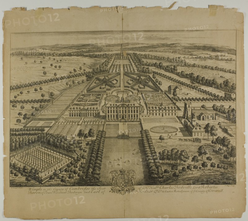 Wimple in the County of Cambridge, plate 32 from Britannia Illustrata, published 1707. Creator: Johannes Kip.
