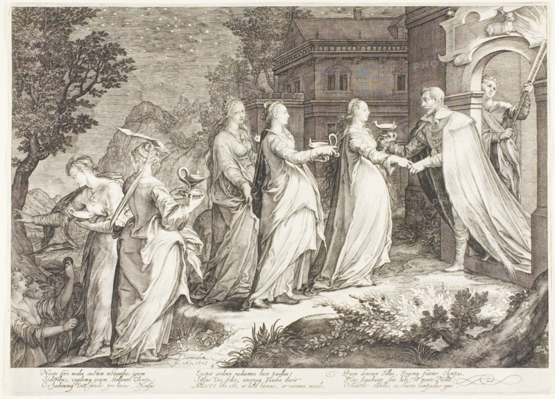 Plate Four, from Five Wise and Five Foolish Virgins, 1606. Creator: Jan Saenredam.