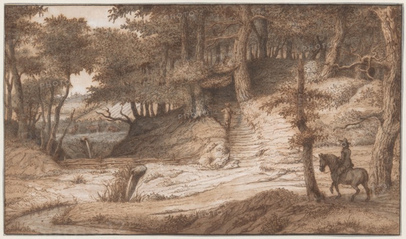 Horseman and Hunter in the Woods of Doorwerth, Near Arnhem, c.1670. Creator: Lambert Doomer.