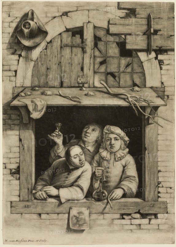 Three Smokers at a Window, c.1694. Creator: Nicholas van Haaften.