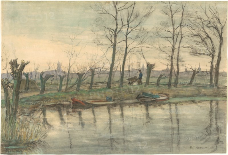 Amsterdam Skyline Viewed from the West, c.1899. Creator: Piet Mondrian.