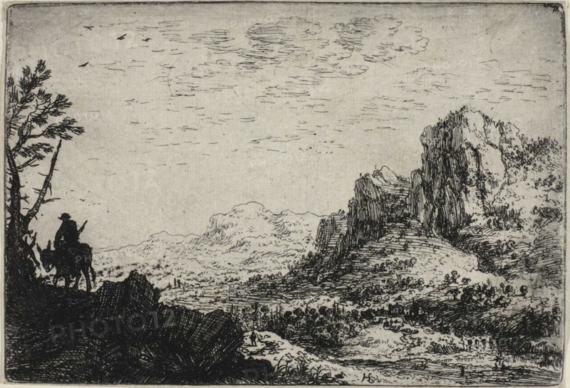 Landscape with a Man on a Mule, 1640-46. Creator: Herman Saftleven the Younger.