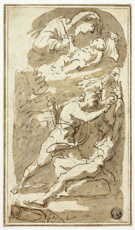 Sketches of Madonna and Child, Flaying of Marsyas, n.d. Creator: Style of Gaspare Diziani Italian, 1689-1767.