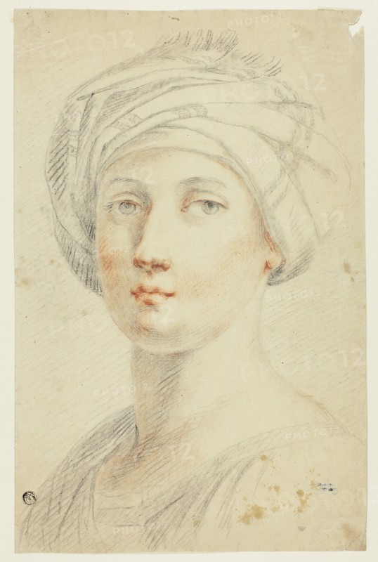 Portrait Bust of Young Woman in Turban, n.d. Creator: David Allan.
