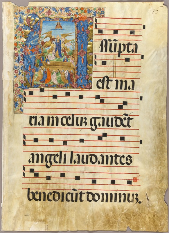 The Assumption of the Virgin in a Historiated Initial from a Gradual, c.1500. Creator: Unknown.