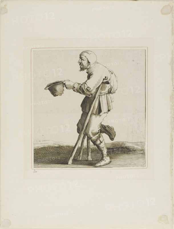 Lame Beggar Asking for Alms, from T is al verwart-gaern (It's already confusing), n.d. Creator: Pieter Jansz. Quast.
