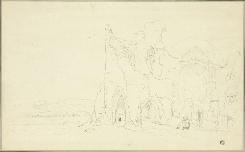 Landscape with Gothic Ruins, 1810/20. Creator: Cornelius Varley.