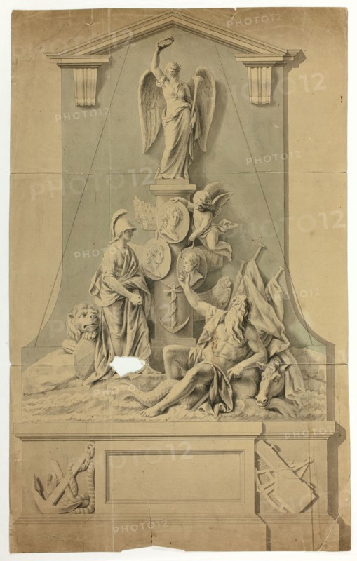Design for Monument with Britannia and Neptune, n.d. Creator: John Bacon I.