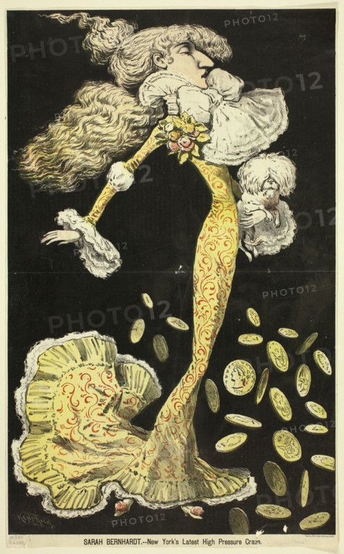 Sarah Bernhardt - New York's Latest High Pressure Craze; double-page spread..., 1880. Creator: Charles Kendrick.