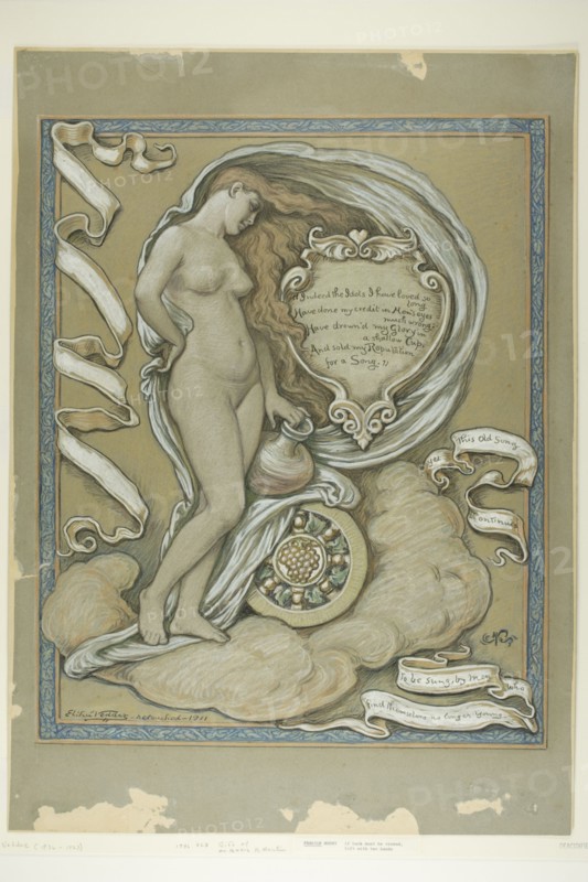 Figure Study for Rubaiyat of Omar Khayyam, c.1884, reworked 1911. Creator: Elihu Vedder.