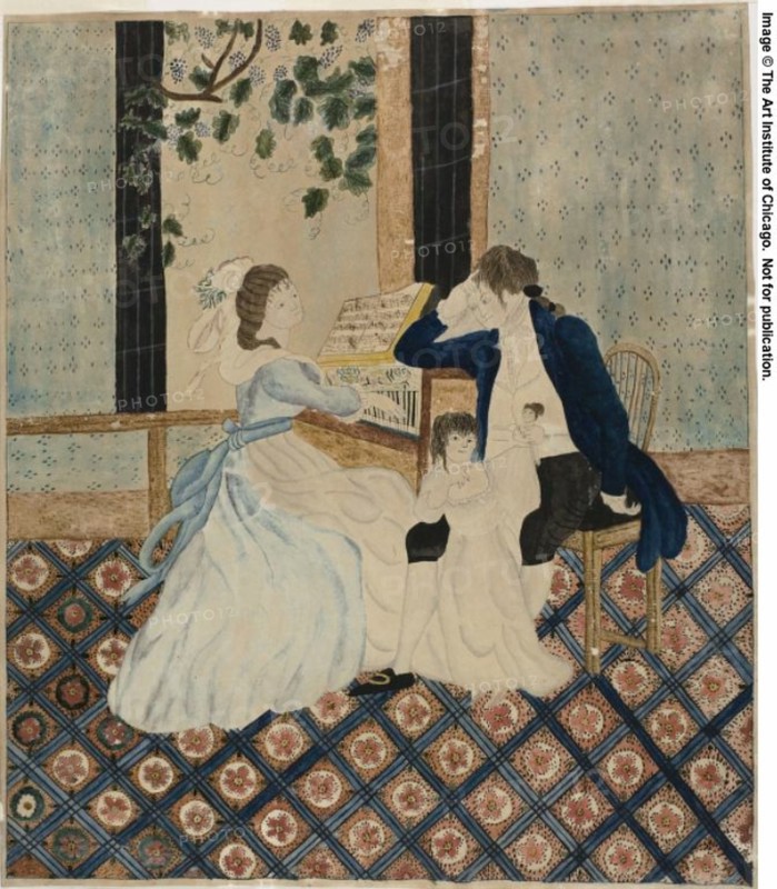 Family Group at Piano, c.1820. Creator: Eunice Pinney.