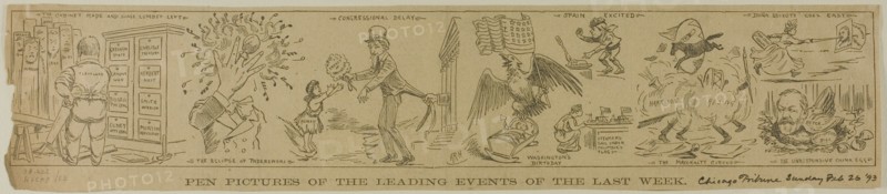 Pen Pictures of the Leading Events of the Last Week, from Chicago Tribune, pub. Feb 26, 1893. Creator: Harold R Heaton.