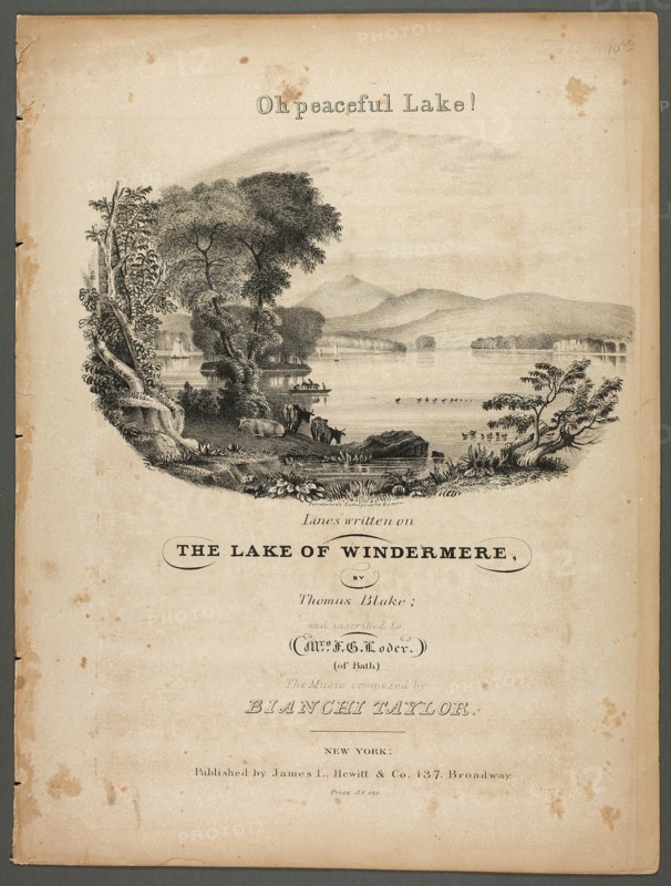 Oh Peaceful Lake! Lines Written on the Lake of Windermere, c.1862. Creator: Pendleton's Lithography.