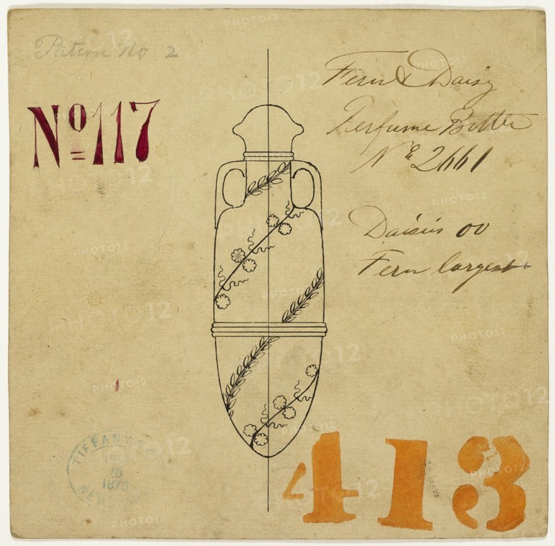 Design for Fern and Daisy Perfume Bottle No. 2661, 1870/75. Creator: Tiffany & Co.