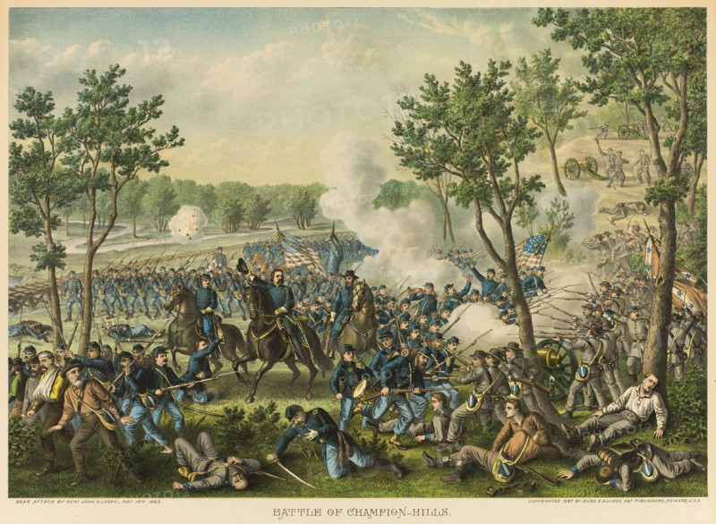 The Battle of Champion Hills, 1887. Creators: Unknown, Louis Kurz, Kurz and Allison.