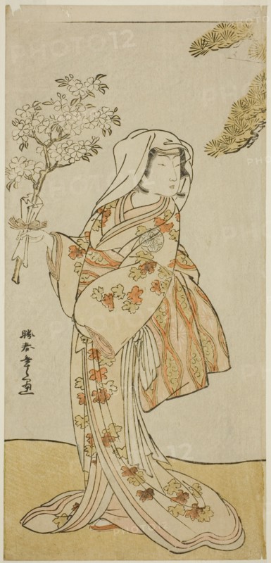 The Actor Yoshizawa Sakinosuke III as Naniwazu in the Play Sugata no Hana Yuki no..., c. 1776. Creator: Shunsho.