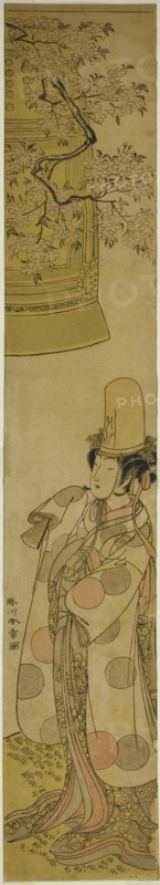 The Actor Segawa Tomisaburo I as Kiyo-hime in the Play Hanagatami Kazaori Eboshi..., c. 1774. Creator: Shunsho.