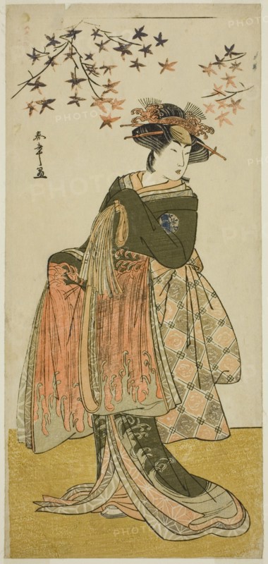 The Actor Nakayama Tomisaburo I as the Geisha Yukino (or Oyuki?) in the Play Kabuki no..., c. 1781. Creator: Shunsho.