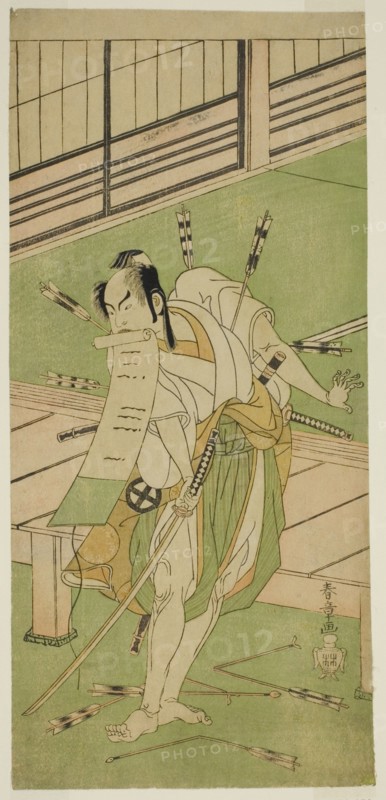 The Actor Otani Hiroji III as a White Fox Disguised as Ukishima Daihachi in the Play..., c. 1770. Creator: Shunsho.