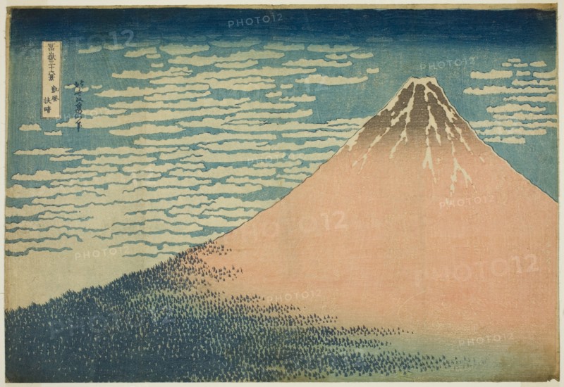 A Mild Breeze on a Fine Day (Gaifu kaisei), from the series "Thirty-six Views of Mount..., c1830/33. Creator: Hokusai.