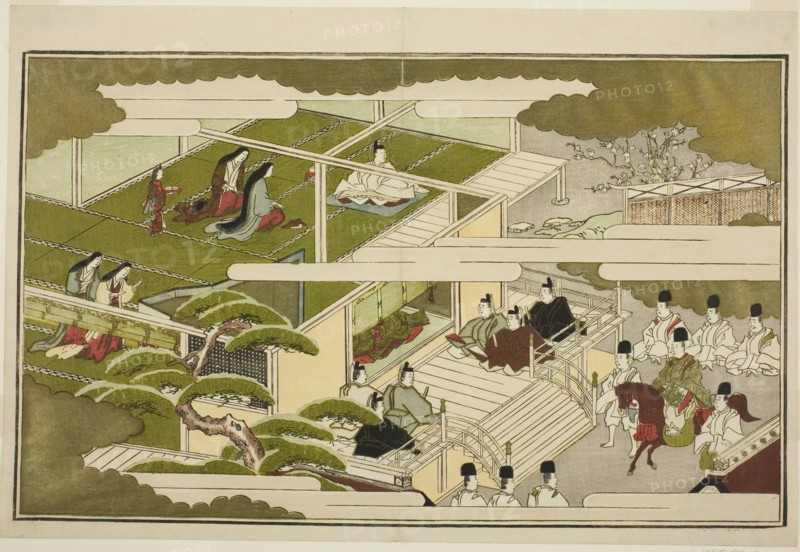 New Year at Court, from the illustrated kyoka anthology "The Young God..., Japan, New Year, 1789. Creator: Kitagawa Utamaro.