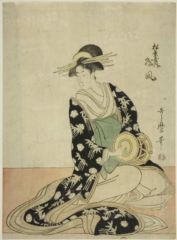 The Courtesan Matsukaze of the Matsubaya, from an untitled series of courtesans of the..., c. 1797. Creator: Kitagawa Utamaro.