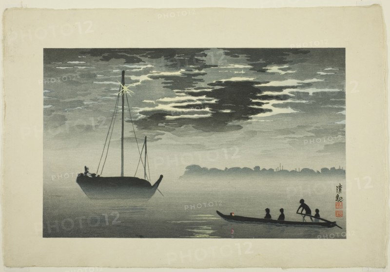 Moonlight through the Clouds off the Haneda Coast, Japan, 1929 (original...pub posthumously). Creator: Kobayashi Kiyochika.