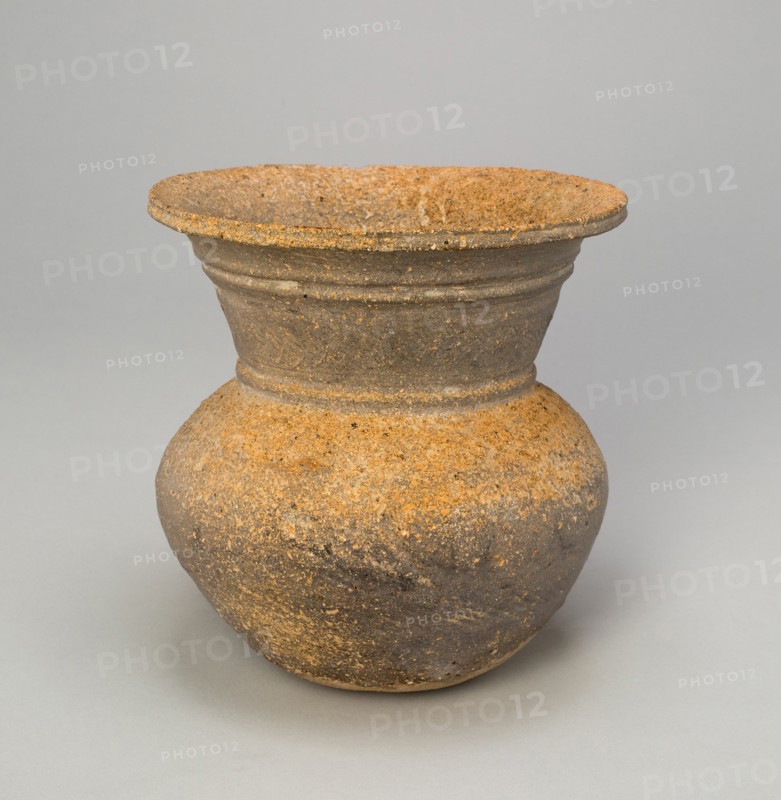 Globular Jar with Trumpet-Shaped Mouth, Korea, Three Kingdoms period..., 5th/6th century. Creator: Unknown.